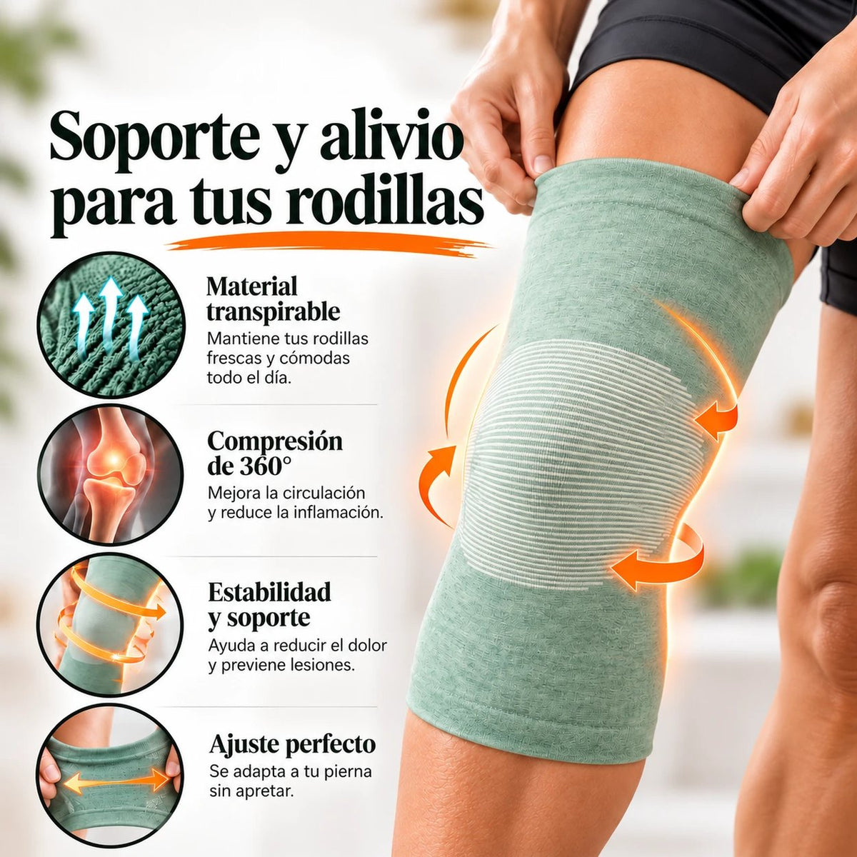 Rodillera de compresión Avanza puesta