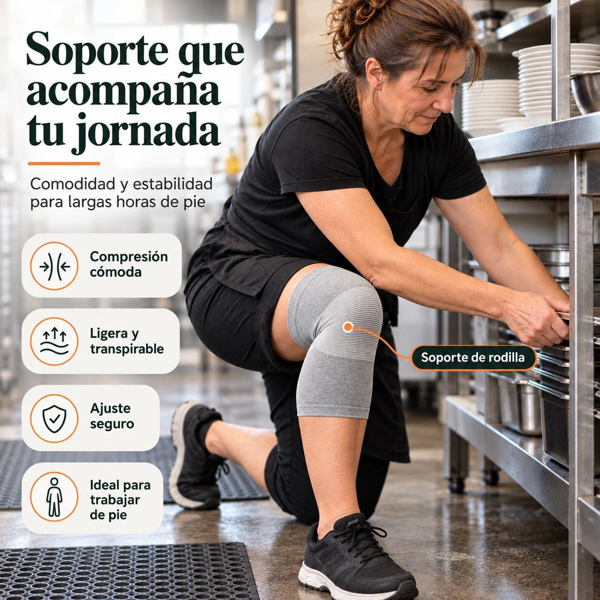 Rodillera Avanza en una jornada de cocina